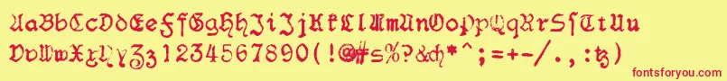 F25Blacklettertypewriter Font – Red Fonts on Yellow Background