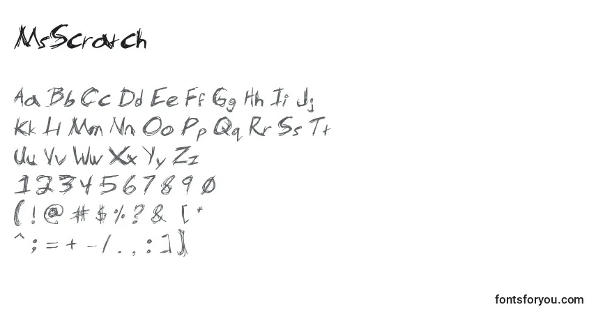 Czcionka MsScratch – alfabet, cyfry, specjalne znaki