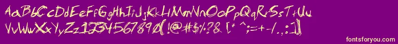 MsScratch Font – Yellow Fonts on Purple Background