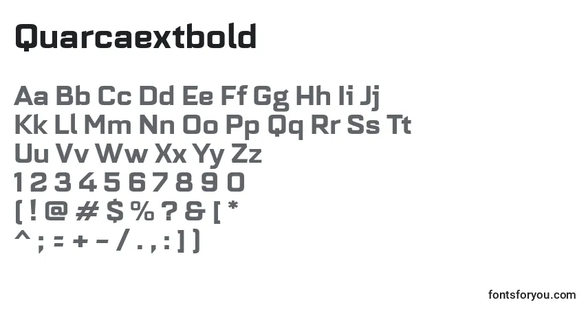 Czcionka Quarcaextbold – alfabet, cyfry, specjalne znaki
