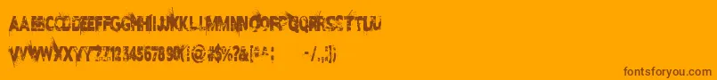 ILoveDisasterDemo-Schriftart – Braune Schriften auf orangefarbenem Hintergrund