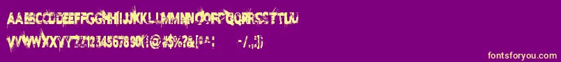 フォントILoveDisasterDemo – 紫の背景に黄色のフォント
