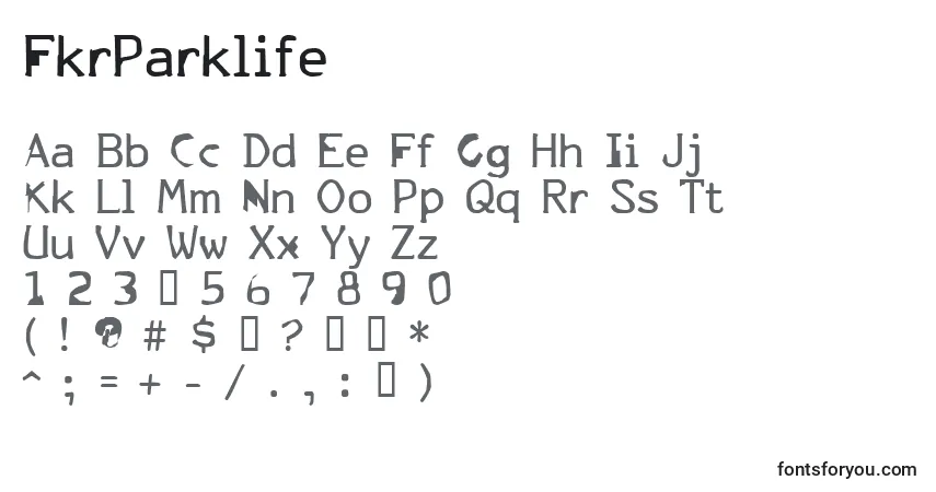 Czcionka FkrParklife – alfabet, cyfry, specjalne znaki
