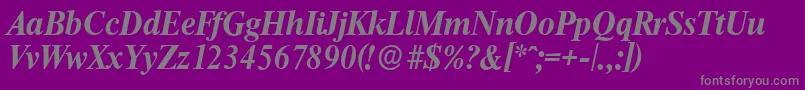 ThamesserialBolditalic-Schriftart – Graue Schriften auf violettem Hintergrund
