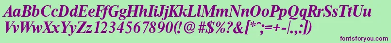 ThamesserialBolditalic Font – Purple Fonts on Green Background