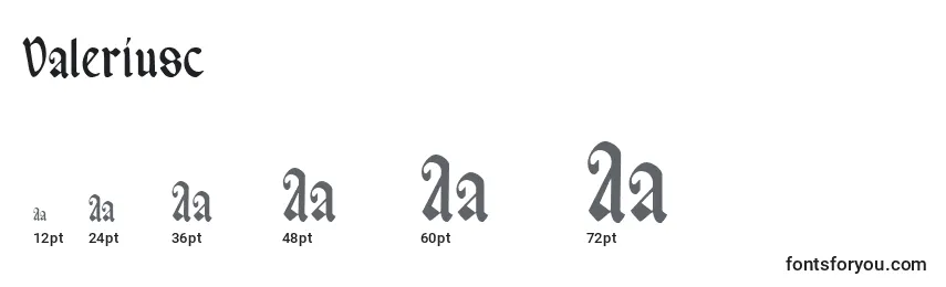 sizes of valeriusc font, valeriusc sizes