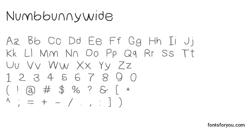 Schriftart Numbbunnywide – Alphabet, Zahlen, spezielle Symbole