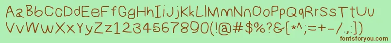 Czcionka Numbbunnywide – brązowe czcionki na zielonym tle
