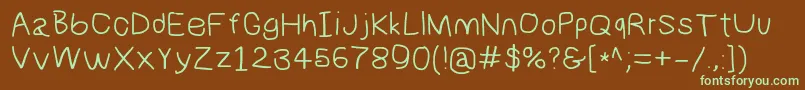 Numbbunnywide Font – Green Fonts on Brown Background