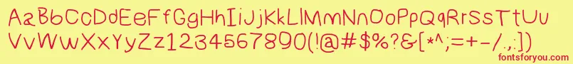 Numbbunnywide Font – Red Fonts on Yellow Background