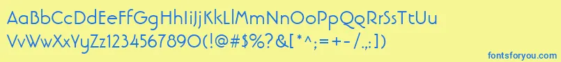 LinotypebanjomantextRoman-Schriftart – Blaue Schriften auf gelbem Hintergrund