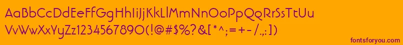 Fonte LinotypebanjomantextRoman – fontes roxas em um fundo laranja
