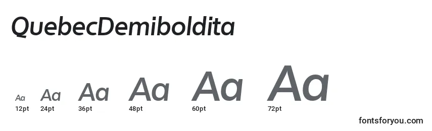 Размеры шрифта QuebecDemiboldita