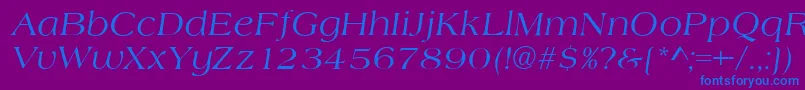 AlmeriaItalic-Schriftart – Blaue Schriften auf violettem Hintergrund