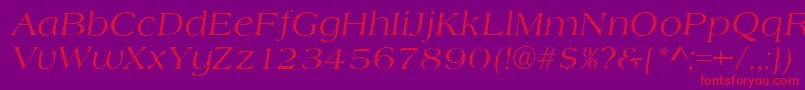 Fonte AlmeriaItalic – fontes vermelhas em um fundo violeta