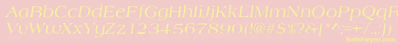 AlmeriaItalic-Schriftart – Gelbe Schriften auf rosa Hintergrund