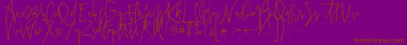 Prestigescriptalt-Schriftart – Braune Schriften auf violettem Hintergrund