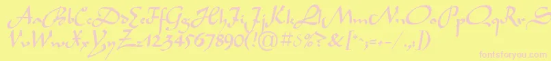 LegendecPlain Font – Pink Fonts on Yellow Background