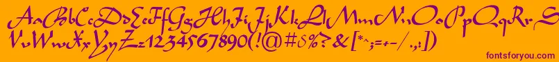 LegendecPlain Font – Purple Fonts on Orange Background