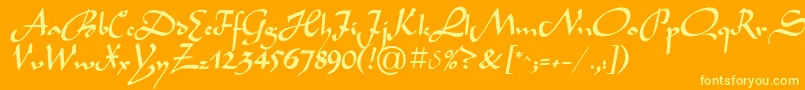 LegendecPlain Font – Yellow Fonts on Orange Background