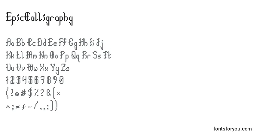 Czcionka EpicCalligraphy – alfabet, cyfry, specjalne znaki