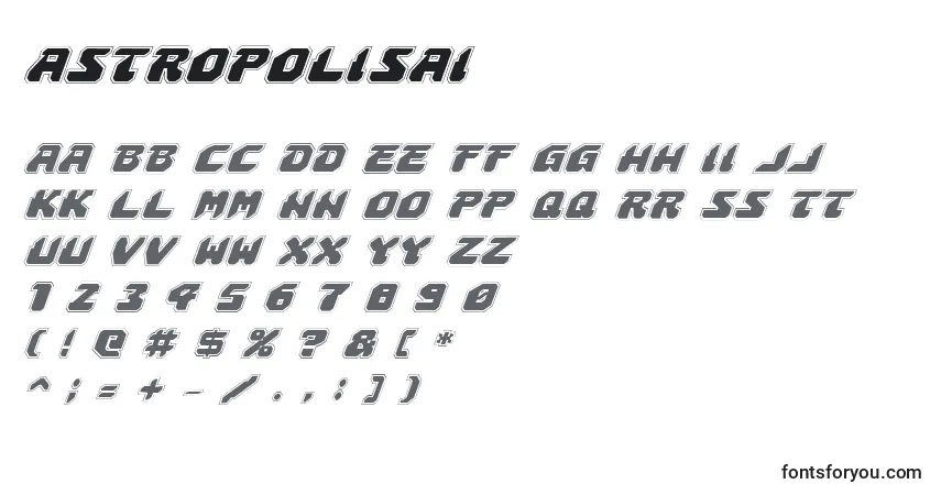 Schriftart Astropolisai – Alphabet, Zahlen, spezielle Symbole