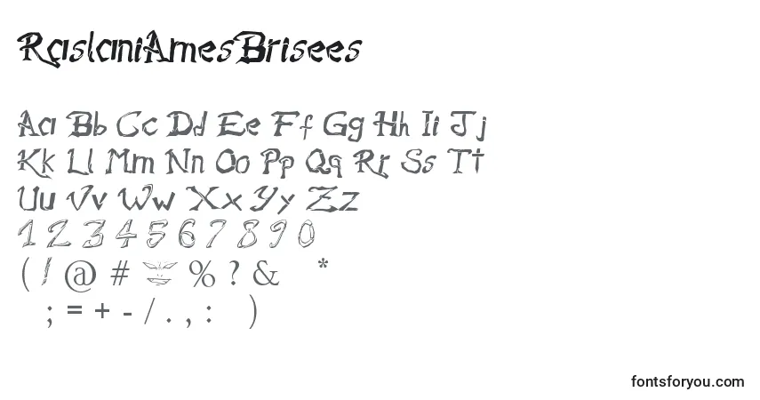 RaslaniAmesBrisees-fontti – aakkoset, numerot, erikoismerkit