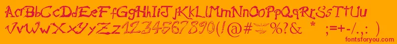 フォントRaslaniAmesBrisees – オレンジの背景に赤い文字