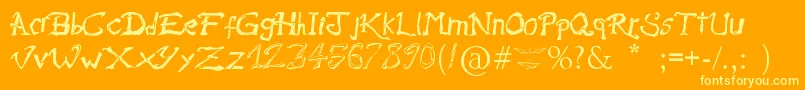 RaslaniAmesBrisees-Schriftart – Gelbe Schriften auf orangefarbenem Hintergrund