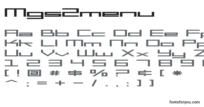 Schriftart Mgs2menu – Alphabet, Zahlen, spezielle Symbole