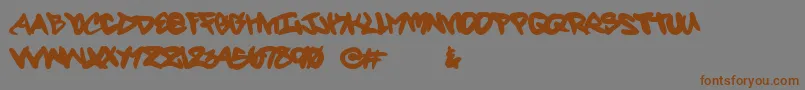 フォントFortyscript – 茶色の文字が灰色の背景にあります。