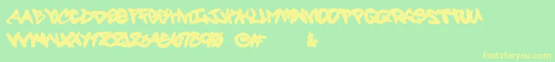 フォントFortyscript – 黄色の文字が緑の背景にあります