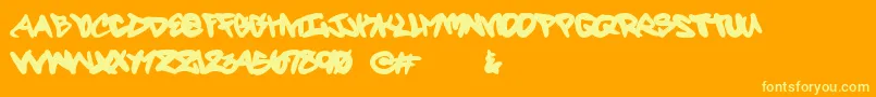 フォントFortyscript – オレンジの背景に黄色の文字