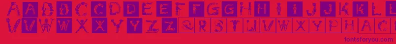 フォントChildrensalphabet – 赤い背景に紫のフォント