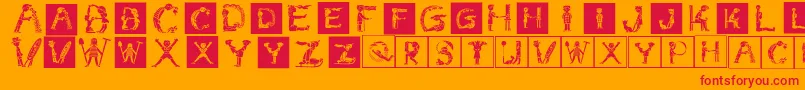 fuente Childrensalphabet – Fuentes Rojas Sobre Fondo Naranja