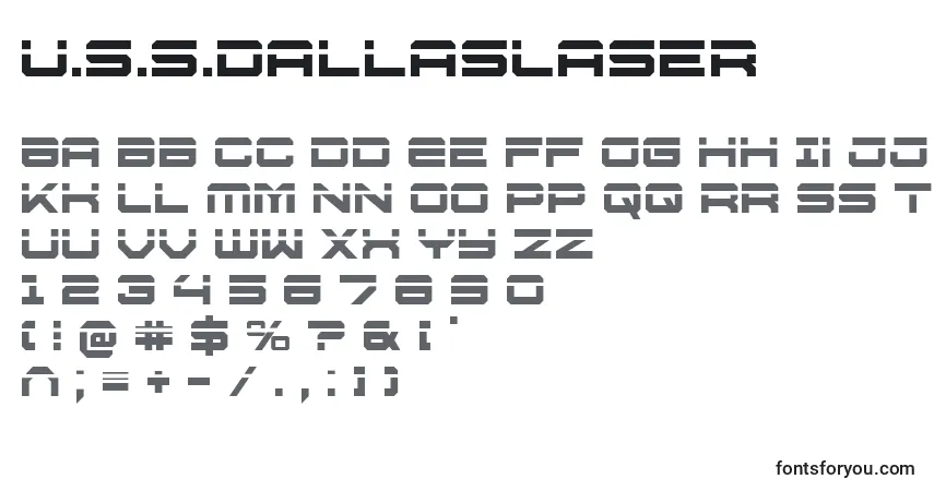 Czcionka U.S.S.DallasLaser – alfabet, cyfry, specjalne znaki
