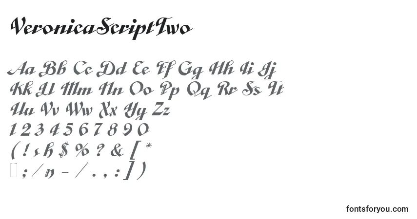 A fonte VeronicaScriptTwo – alfabeto, números, caracteres especiais