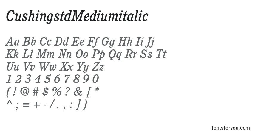 Czcionka CushingstdMediumitalic – alfabet, cyfry, specjalne znaki