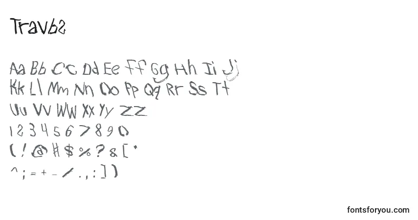 Czcionka Travb2 – alfabet, cyfry, specjalne znaki