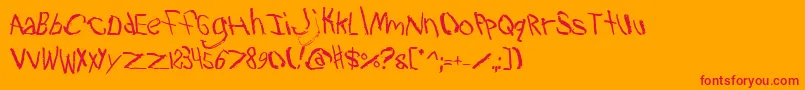 Travb2-Schriftart – Rote Schriften auf orangefarbenem Hintergrund