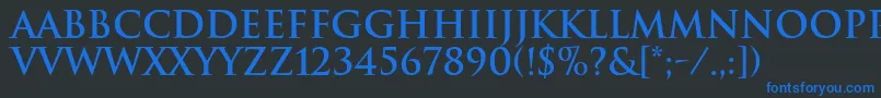TrajanBold Font – Blue Fonts on Black Background
