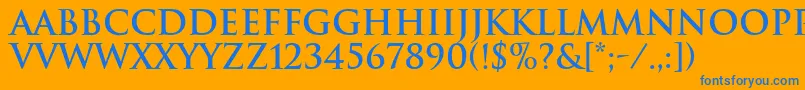 TrajanBold Font – Blue Fonts on Orange Background