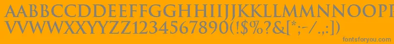 フォントTrajanBold – オレンジの背景に灰色の文字