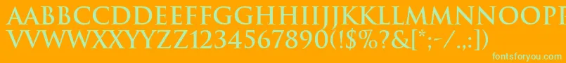 TrajanBold Font – Green Fonts on Orange Background