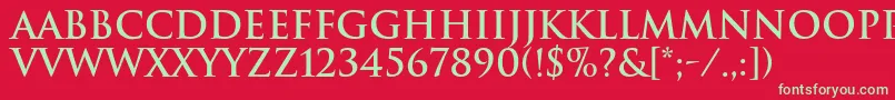 TrajanBold Font – Green Fonts on Red Background