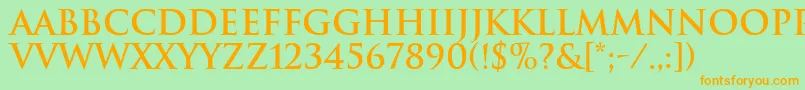 TrajanBold Font – Orange Fonts on Green Background