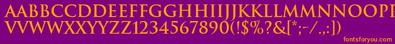 TrajanBold Font – Orange Fonts on Purple Background