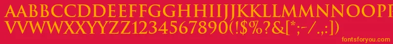 TrajanBold Font – Orange Fonts on Red Background