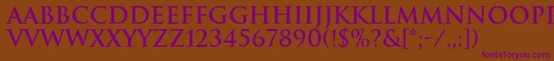 TrajanBold Font – Purple Fonts on Brown Background