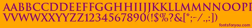 TrajanBold Font – Purple Fonts on Orange Background